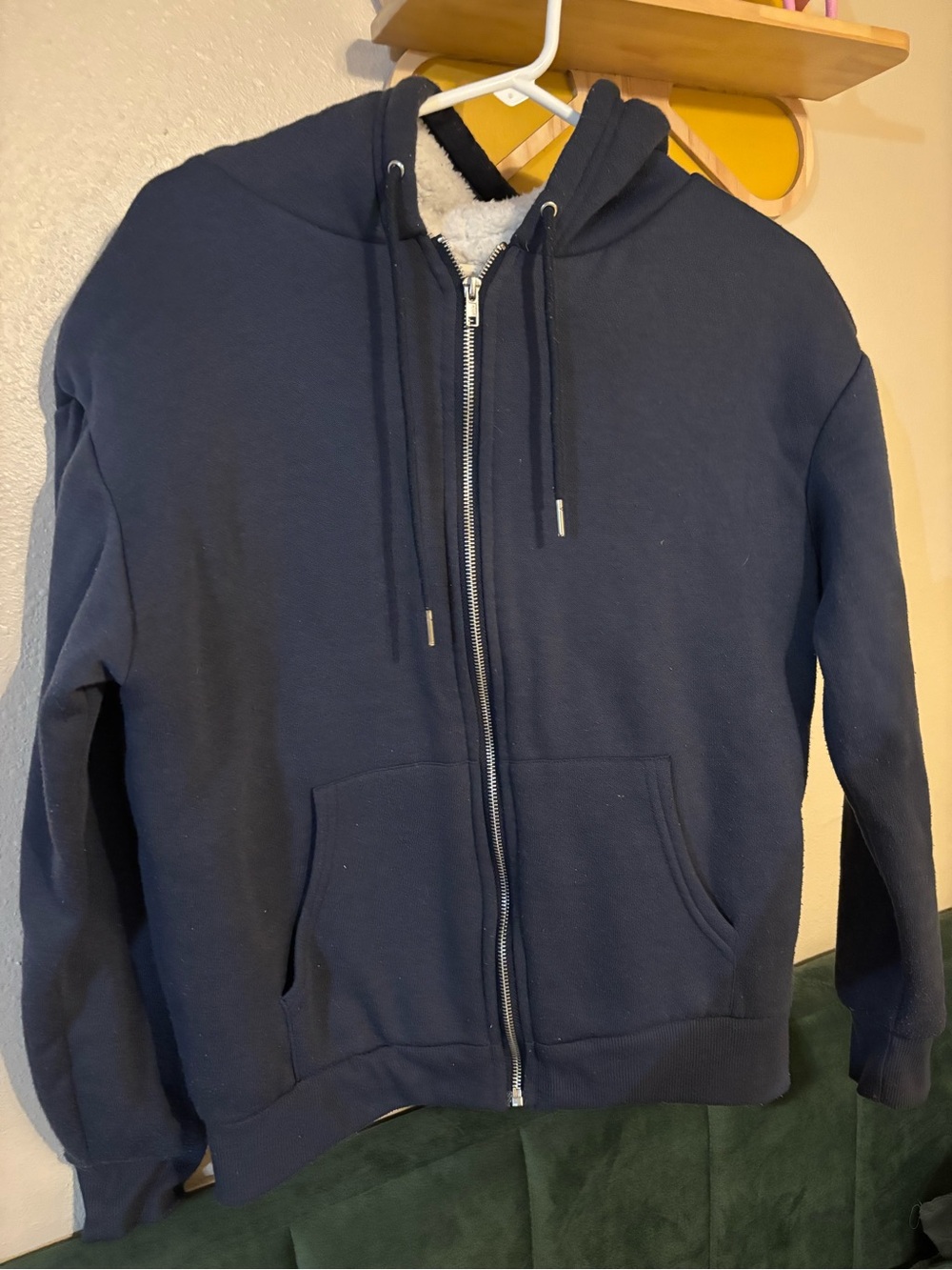 Love Theory Women’s Navy Zip-Up Sherpa Hoodie
